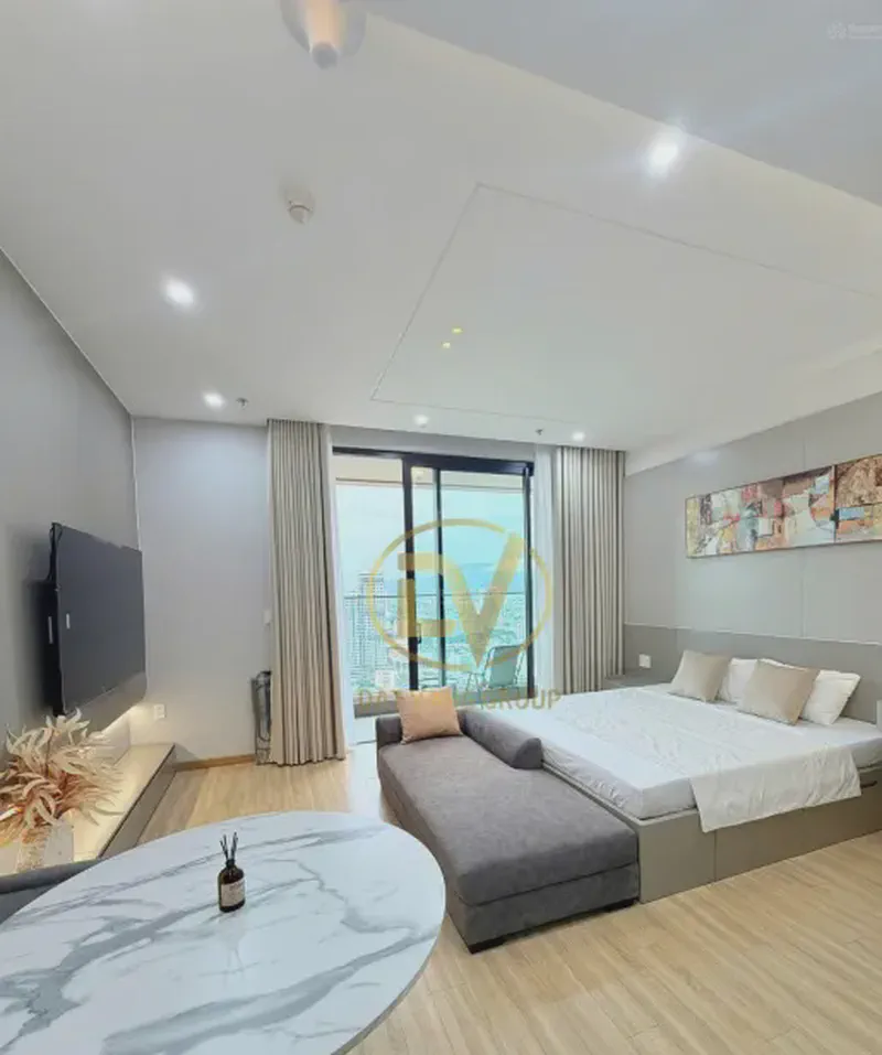Sun Cosmo Residence 1-Bedroom 30m² for rent in Bac My Phu, Da Nang — living area