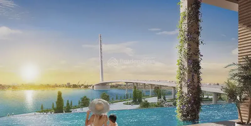 Sun Cosmo Residence River View 3-Bedroom 100m² for rent in Bac My Phu, Da Nang — living area